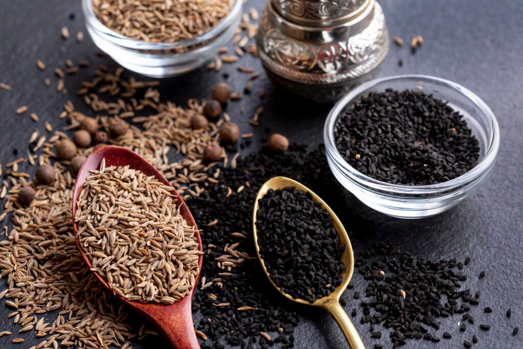 High Angle Assortment Spices With Grinder 1024x683